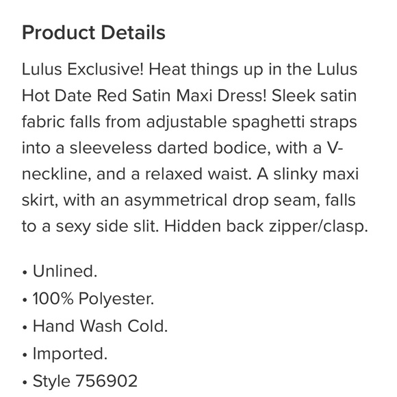 Lulu’s Hot Date Red Satin Maxi Dress - NWT - Picture 5 of 6